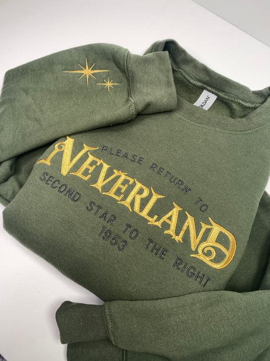 Neverland Vintage Inspired Embroidered Crewneck Sweatshirt